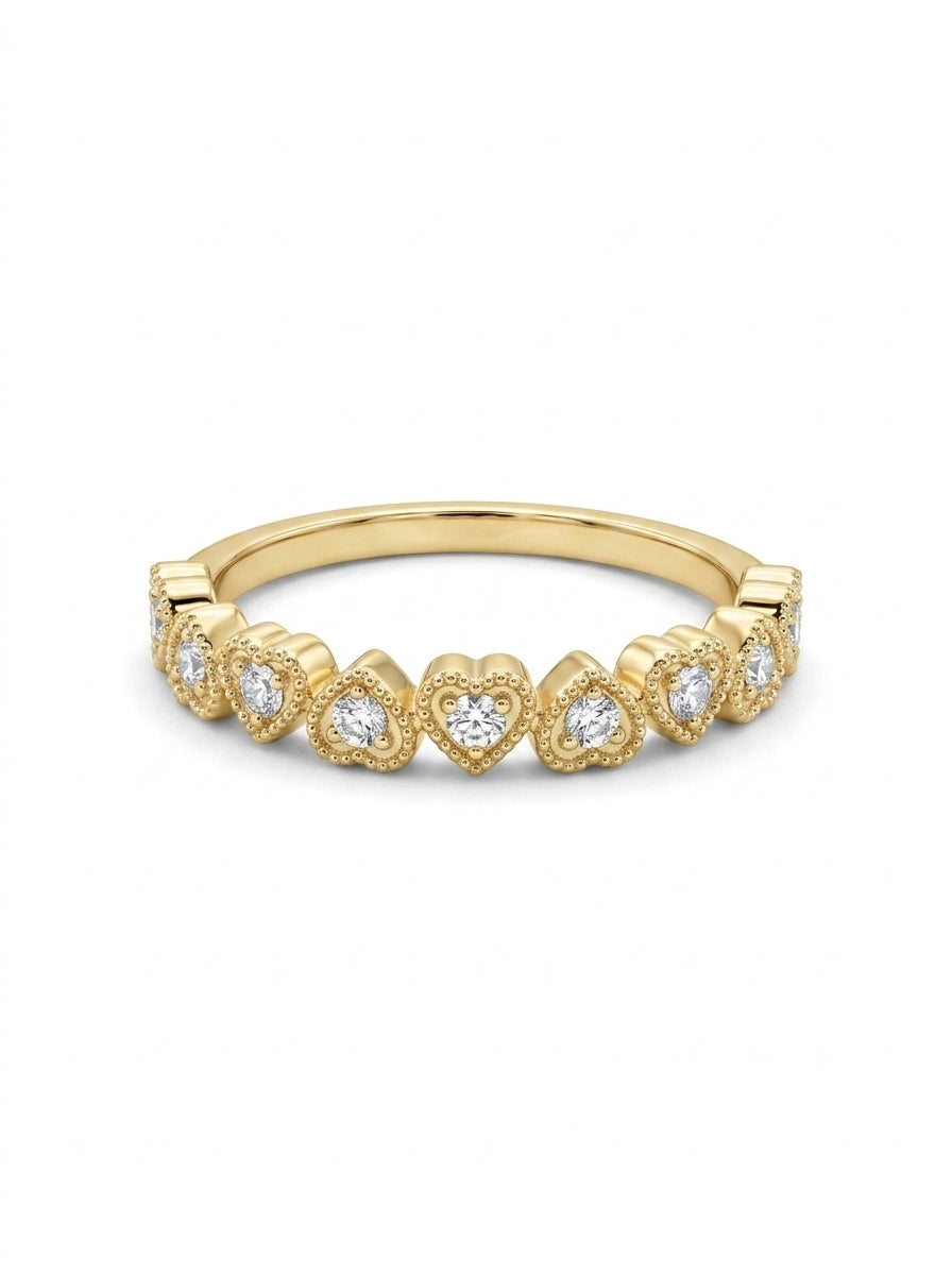Media churumbela de oro 14k diseño de corazones con diamantes naturales Mod LM5296