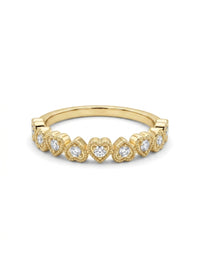 Media churumbela de oro 14k diseño de corazones con diamantes naturales Mod LM5296