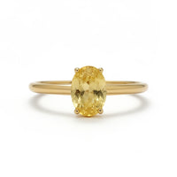 Anillo liso de oro 14k con circonia amarilla Mod 14002