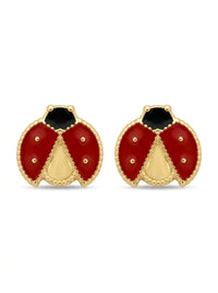 Broquel de oro 10k diseño de catarina esmaltado Mod. LM5135 (de bolitas) - 1.3 cm