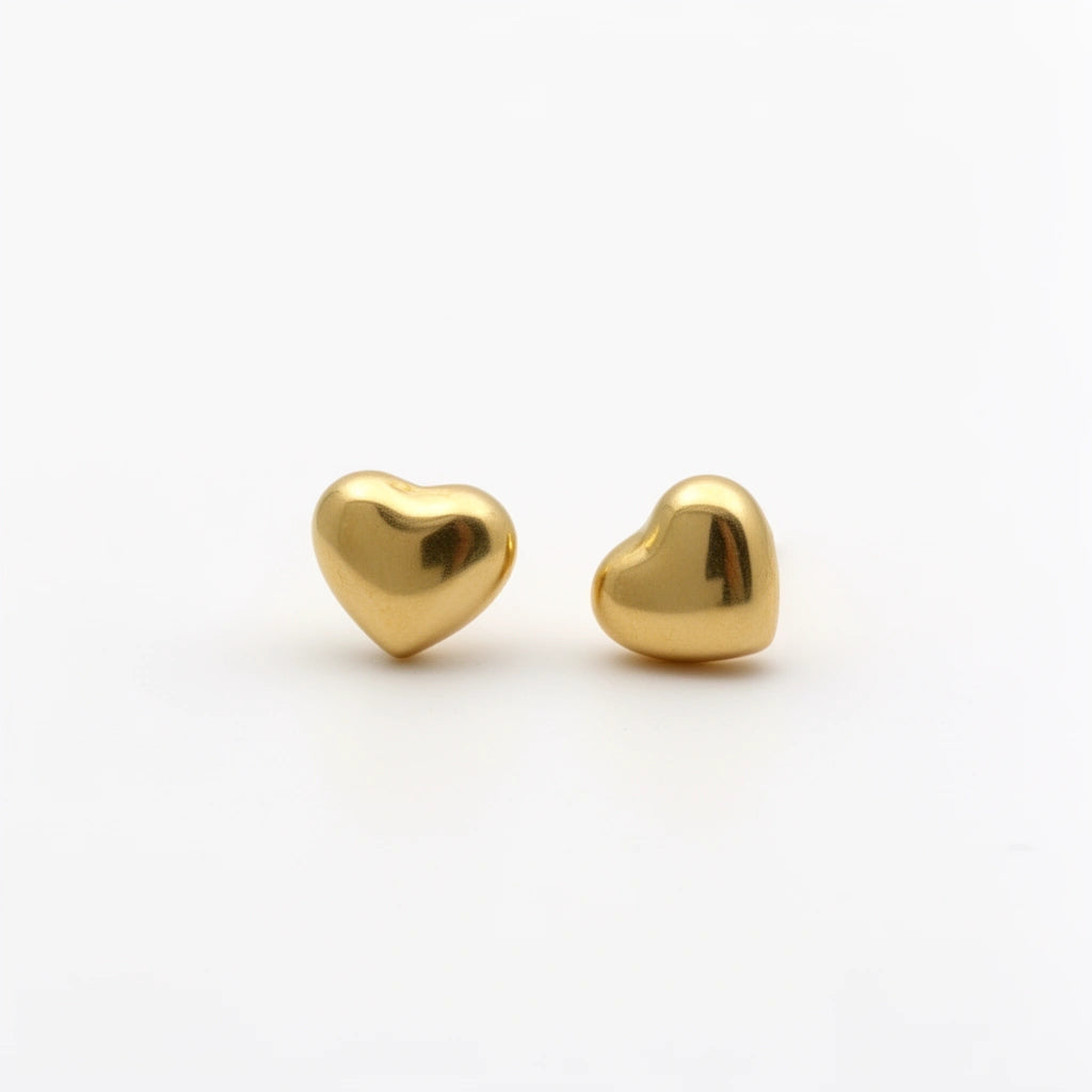 Aretes de corazón inflado de oro 14k Mod.719