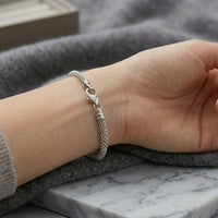 Pulsera de oro blanco 14k tejido Pop Corn Mod 5441 - 18 cm