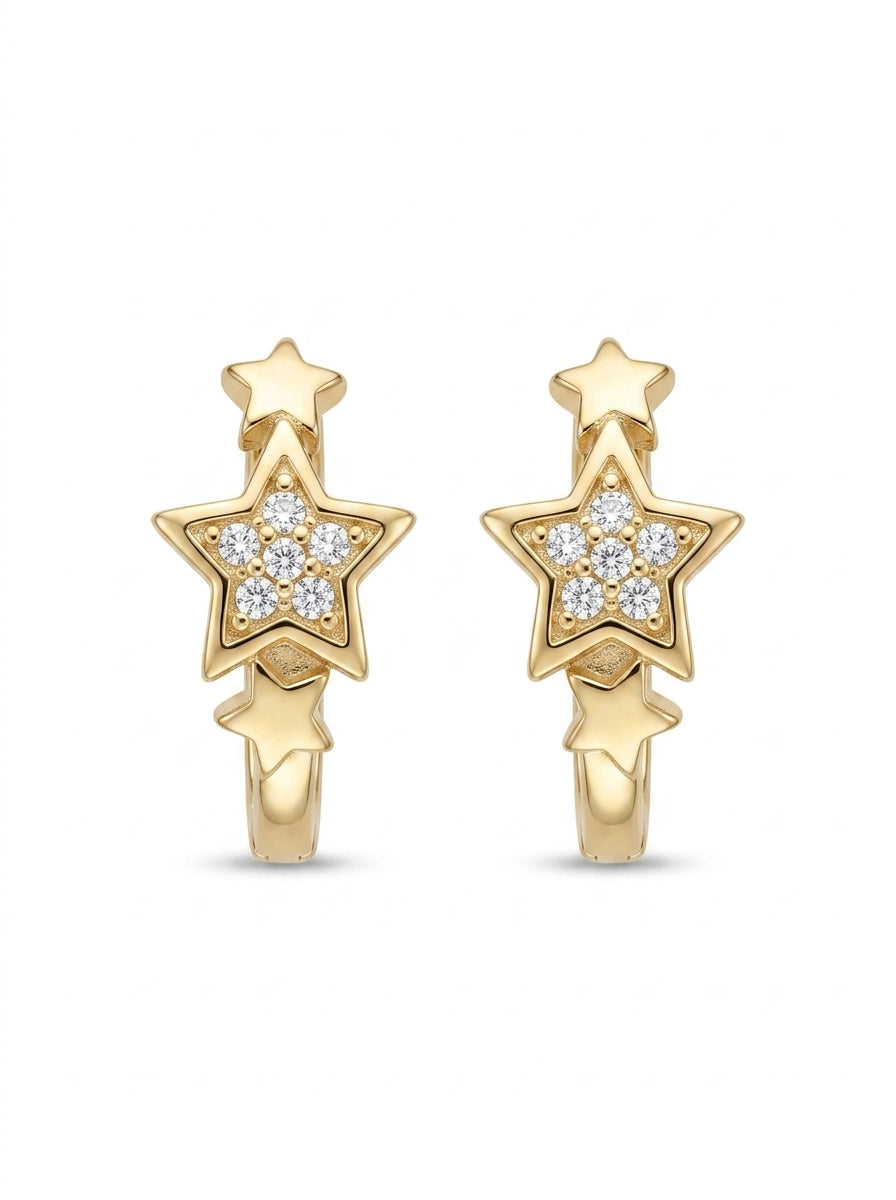 Huggies de oro 14k diseño de estrellas 5630