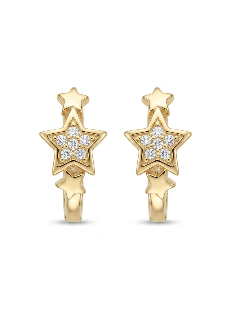 Huggies de oro 14k diseño de estrellas 5630