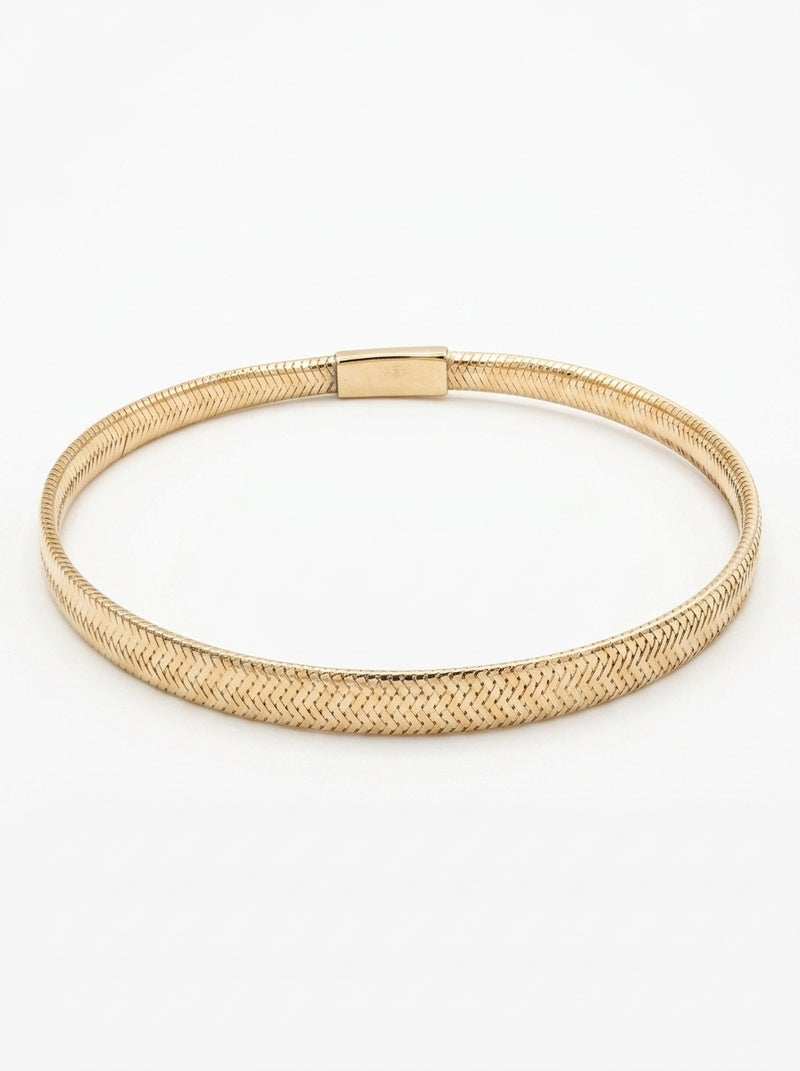 Pulsera de oro 14k diseño flexible tipo elastica delgada Mod 5568 18 cm