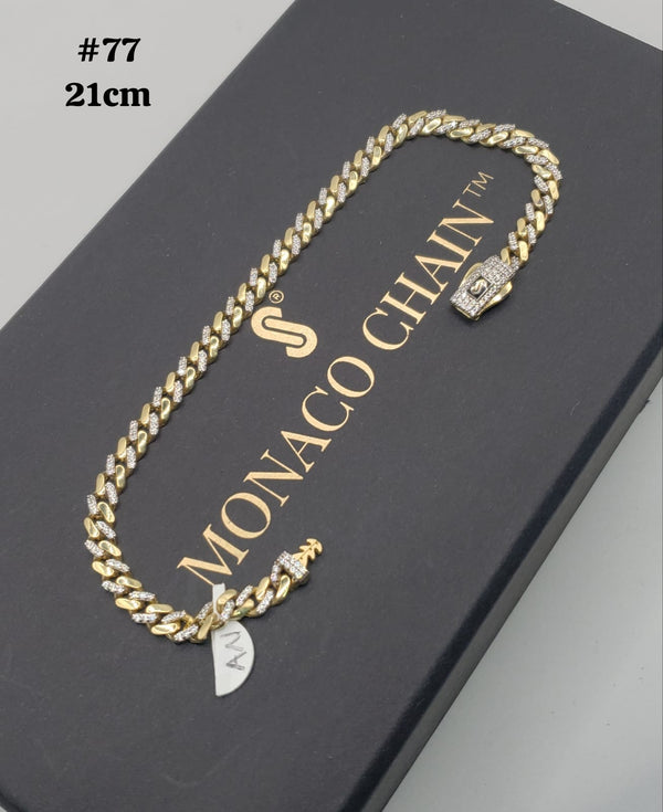 Pulsera de oro 14k tejido Edge para caballero con acabado alt. pavé