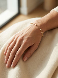 Pulsera de oro 10k diseño de clip con bolitas Mod LM5177- 18 cm