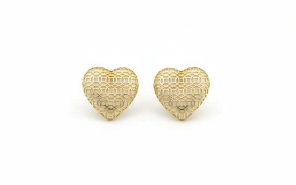 Aretes de Corazón Calada 14k