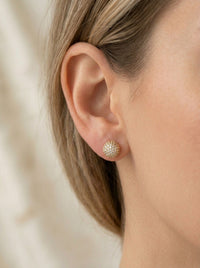 Aretes de oro 14K diseño de bolitas con circonias Mod LM5421