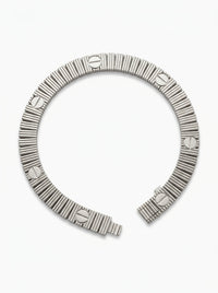 Brazalete de oro blanco 10k tipo diseñador mod 5875 - 18 cm x 6.5mm