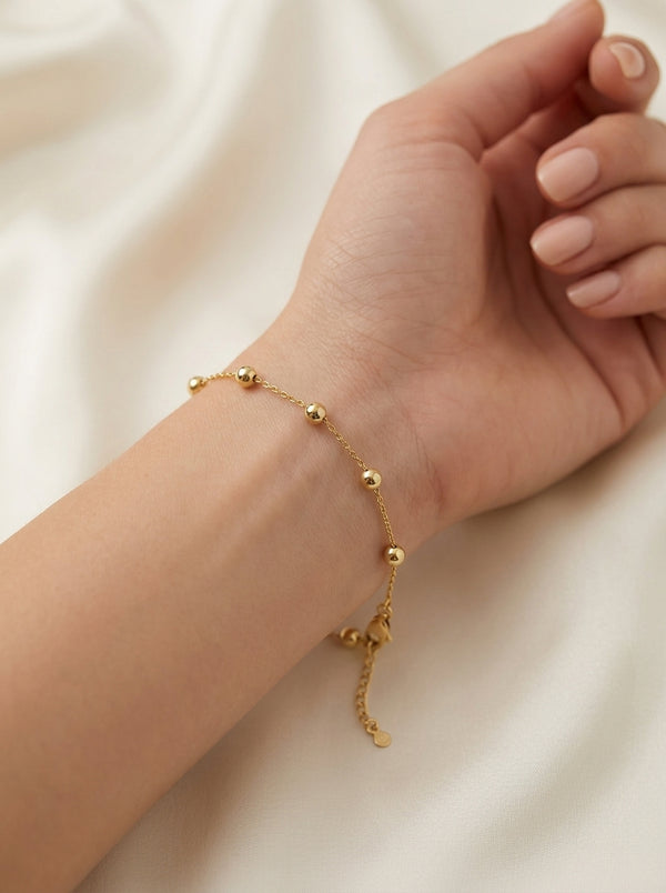 Pulsera de oro 10k diseño de bolitas Mod 5376 - 18 cm