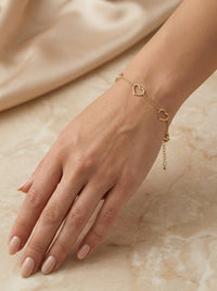 Pulsera de oro 14k diseño de corazones Mod LM5263 - 18 cm