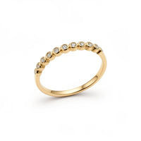 Anillo media churumbela de oro 14k con de bolitas de circonias