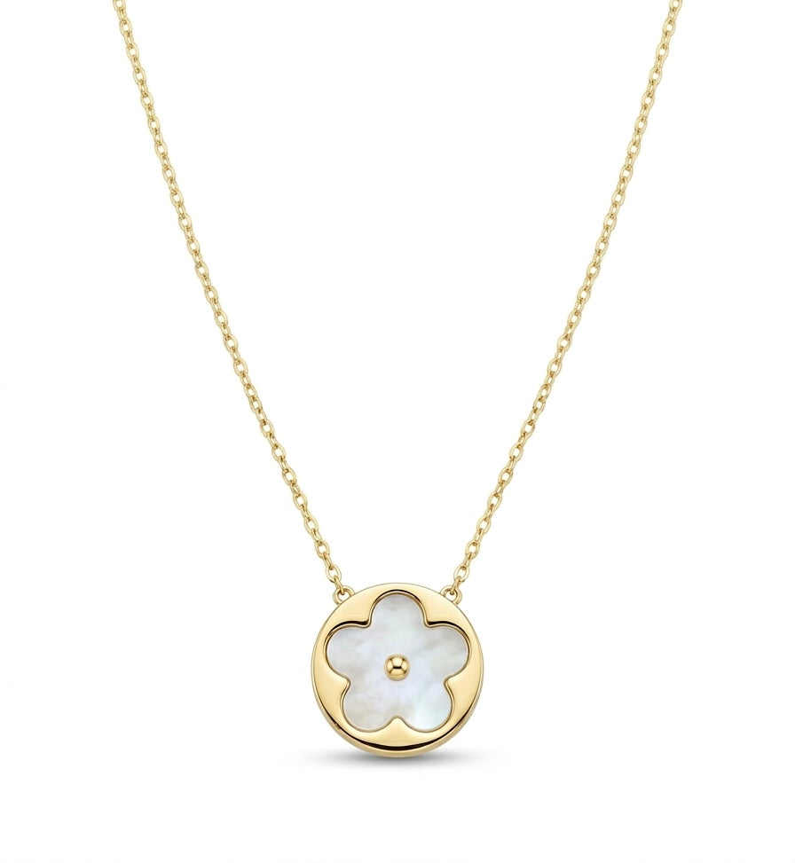 Gargantilla de oro 14k diseño de flor de madre perla Mod. LM5287 - 45 cm
