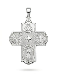 Dije de oro blanco 14k diseño de la cruz milagrosa Mod 5440 - 2.5 cm