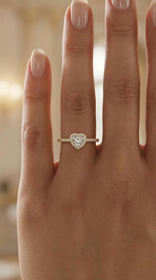 Anillo de oro 14k diseño de corazón con circonias Mod LM5104