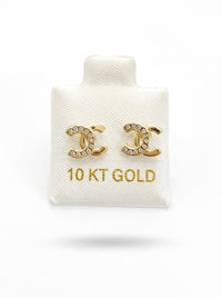 Broquel de oro 10k tipo diseñador Mod LM5186 ( de bolitas)