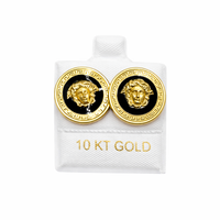 Broquel de oro 10k tipo diseñador esmaltado (de bolitas)