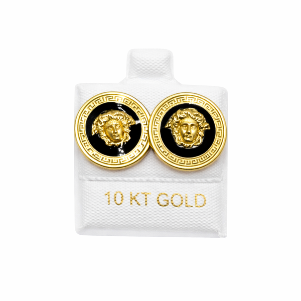 Broquel de oro 10k tipo diseñador esmaltado (de bolitas)