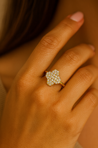 Anillo Flor Pavé en Oro 14k