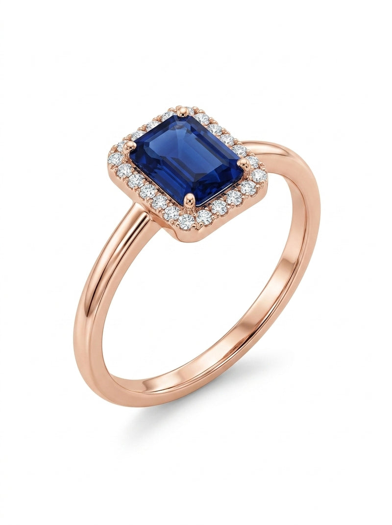 Anillo de oro rosa 14k diseño suspiro celeste con circonias mod 5816