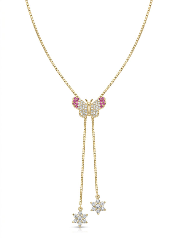 Gargantilla de oro 14k tipo corbatín con diseño de mariposa  Mod 5140 - ajustable