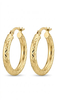 Arracadas ovaladas diamantadas en oro 14k LM5081 - 2 cm