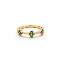 Anillo 10k de tréboles con circonias verdes