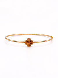Brazalete de oro 14k diseño de trébol tipo diseñador hueco Mod 5543 - 18 cm