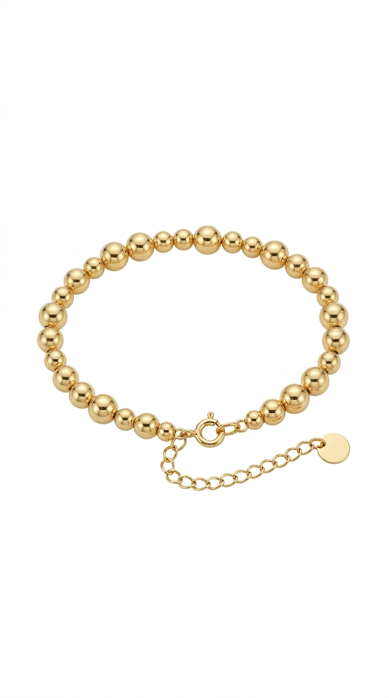 Pulsera de oro 14k de bolitas huecas Mod. LM5053 -18 cm