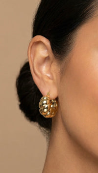 Arracadas bombé de oro 14k
