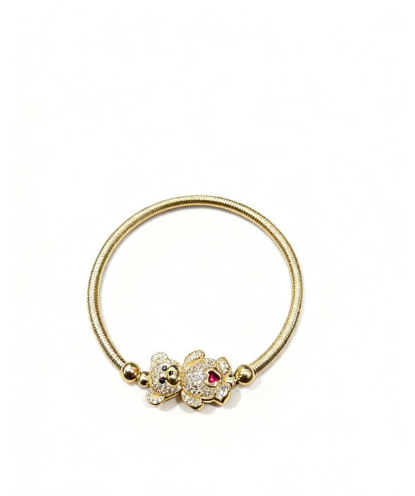 Pulsera de oro 10k de oso modelo flexible de resorte - 18 cm