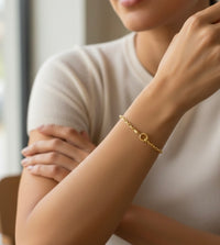Pulsera 10K Oro Amarillo Tejido Entrelazado - 18 cm