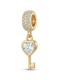 Charms de oro 14k diseño de llave de corazón Mod 5806 - 2 cm
