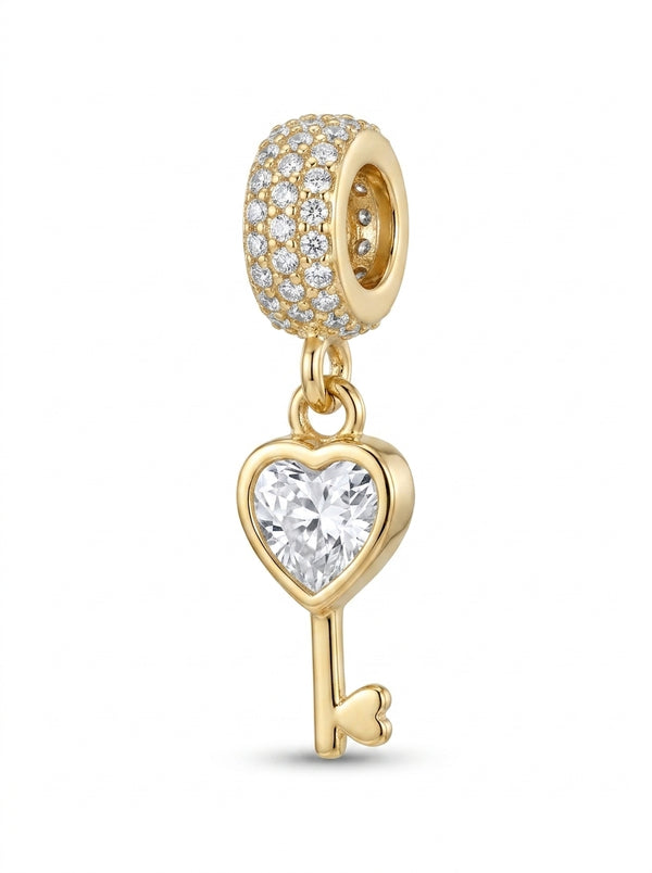 Charms de oro 14k diseño de llave de corazón Mod 5806 - 2 cm