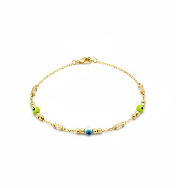 Pulsera de ojitos turcos de oro 14k