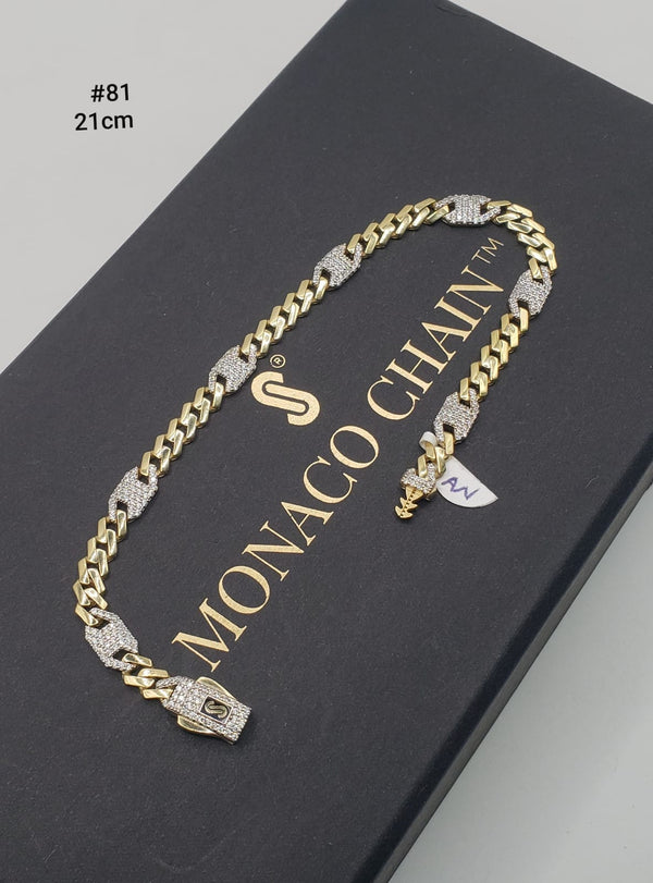 Pulsera de oro 14k tejido shade con acabado int. pavé