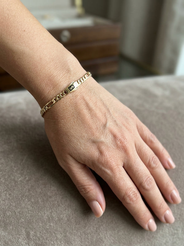 Pulsera de oro 14k diseño baby Mónaco Chain fígaro 5882- 4mm