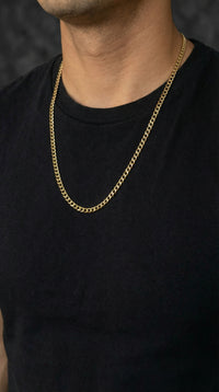 Cadena cubana lisa de oro 14k unisex - 55 cm x 3 mm