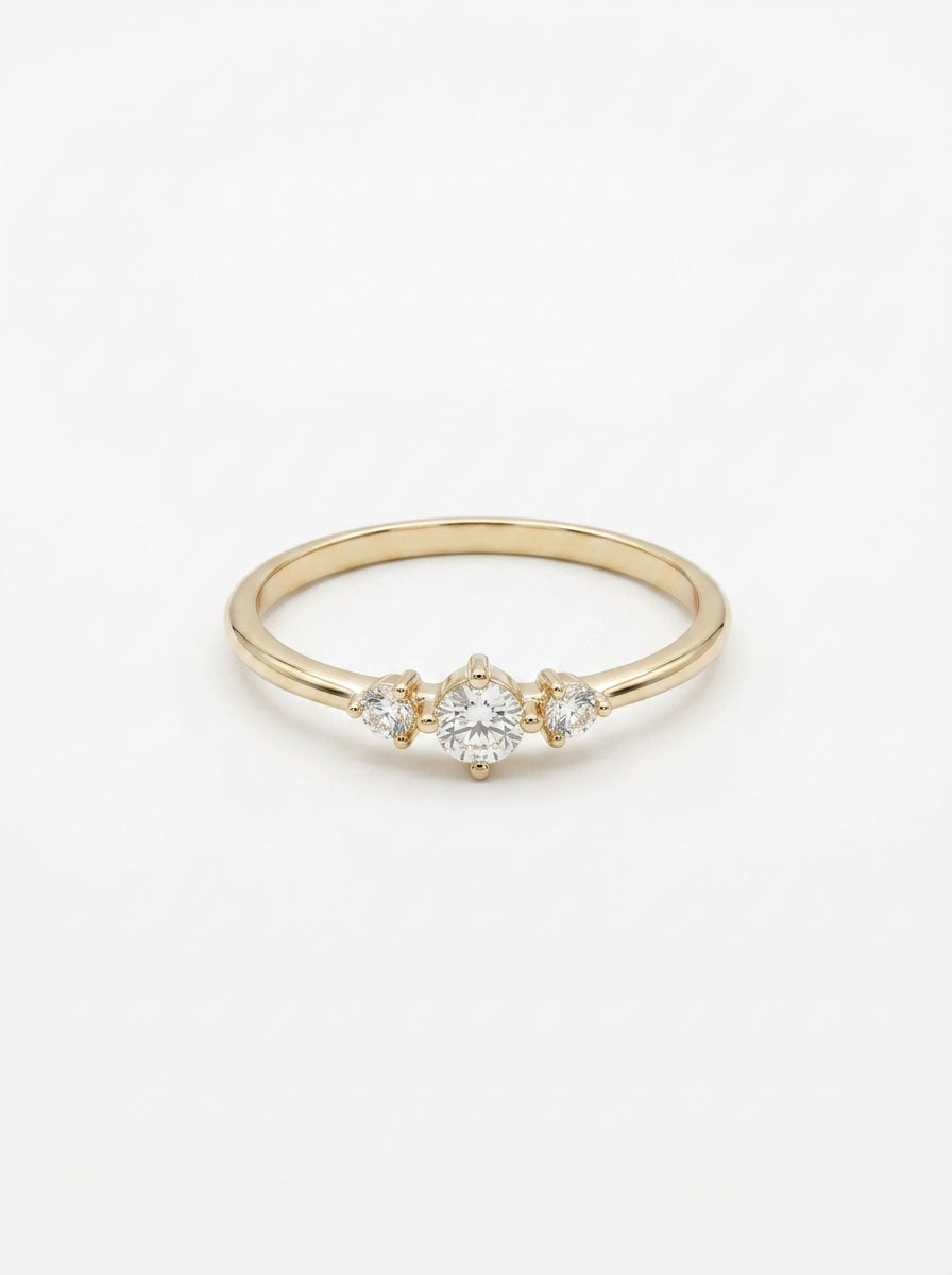 Anillo de oro 14k diseño tres promesas circonias mod 5811