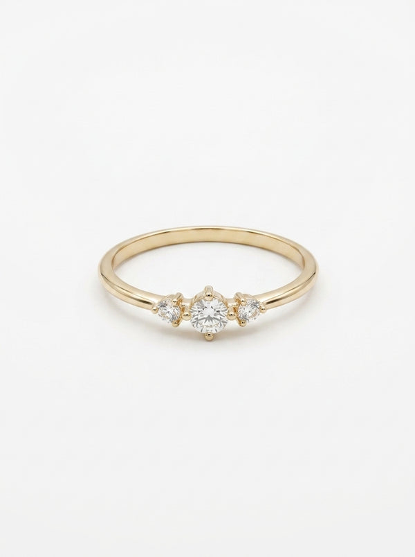 Anillo de oro 14k diseño tres promesas circonias mod 5811