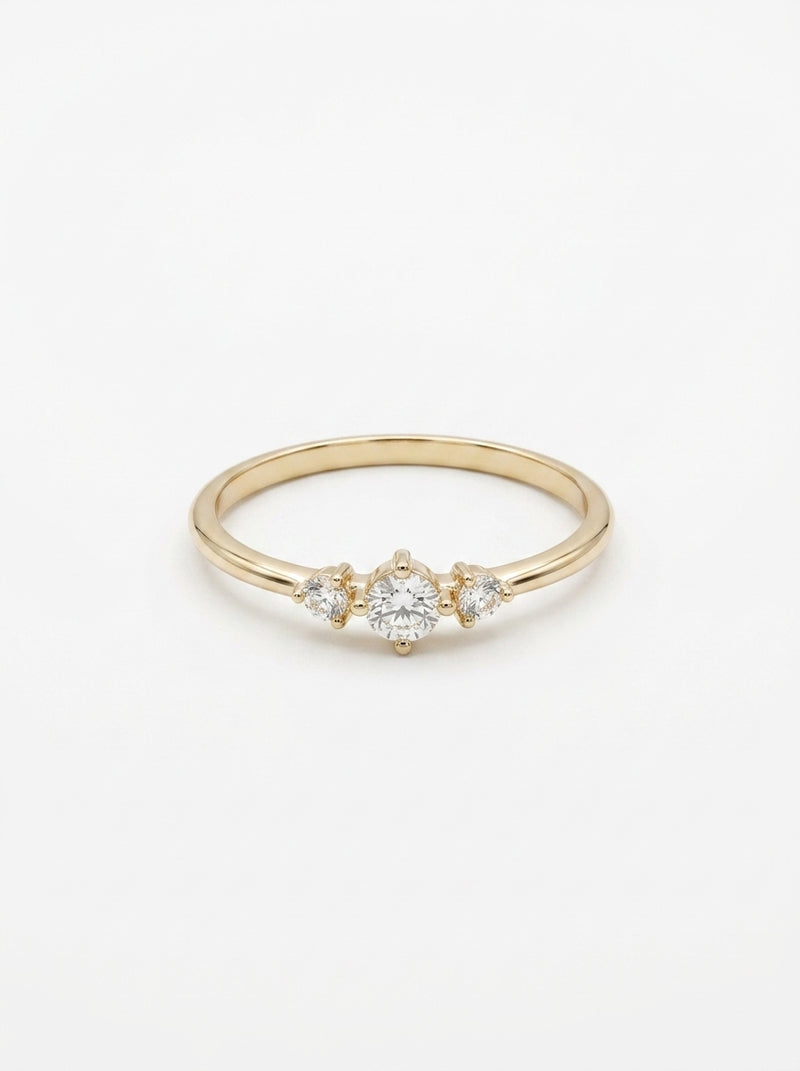 Anillo de oro 14k diseño tres promesas circonias mod 5811