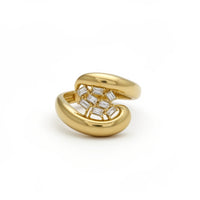Anillo en oro 14k doble banda con centro de circonias corte baguette