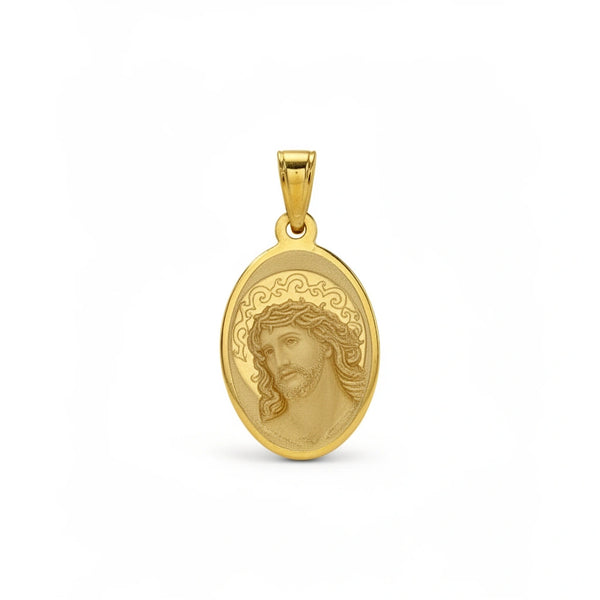 Medalla a laser de rostro de Jesucristo en oro 14k - 2 cm