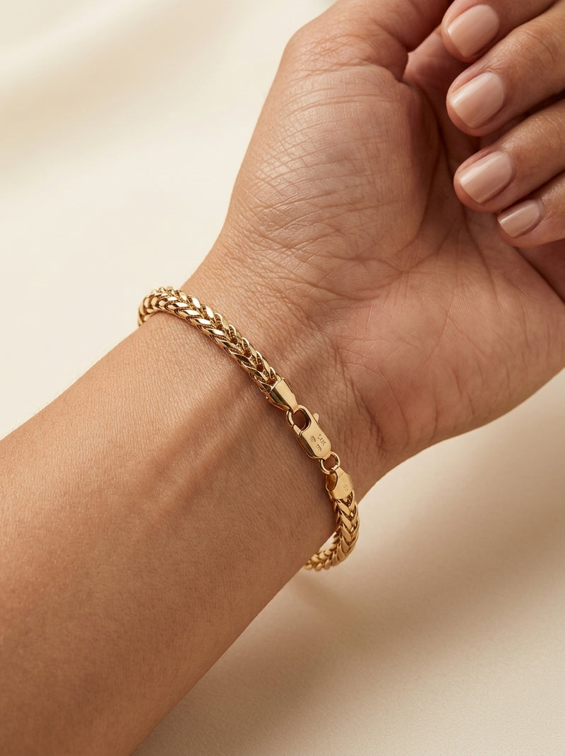 Pulsera de oro 14k tejido espiga Mod 5548 - 18 cm