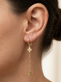 Aretes largos de oro 14k tipo diseñador Mod 5780 - 5 cm