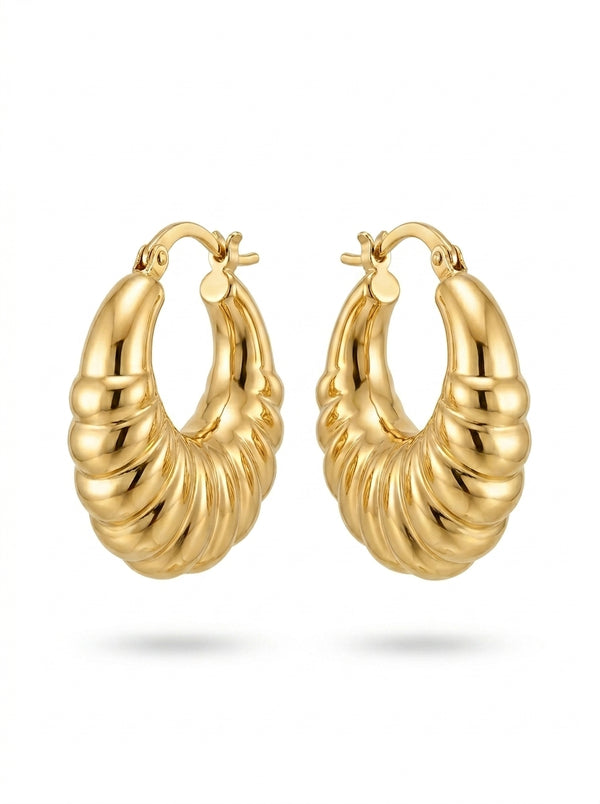 Arracadas de oro 14K diseño concha marina Mod LM5420 - 2 cm