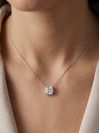 Gargantilla de oro blanco 14k corte princess de diamante de laboratorio Mod 5475 - 45 cm
