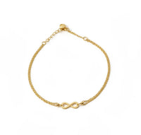 Pulsera delgada doble de oro 10k con silueta de corazón Mod. 2136 - 18 cm