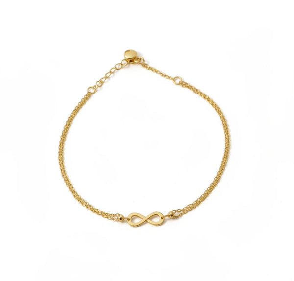 Pulsera delgada doble de oro 10k con silueta de corazón Mod. 2136 - 18 cm